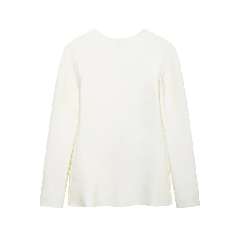 TF.MLN Women Elegant Knitted Cardigan Single Button Women V-neck Long  Sleeve Sweaters 2025 Spring New Female Solid Streetwear