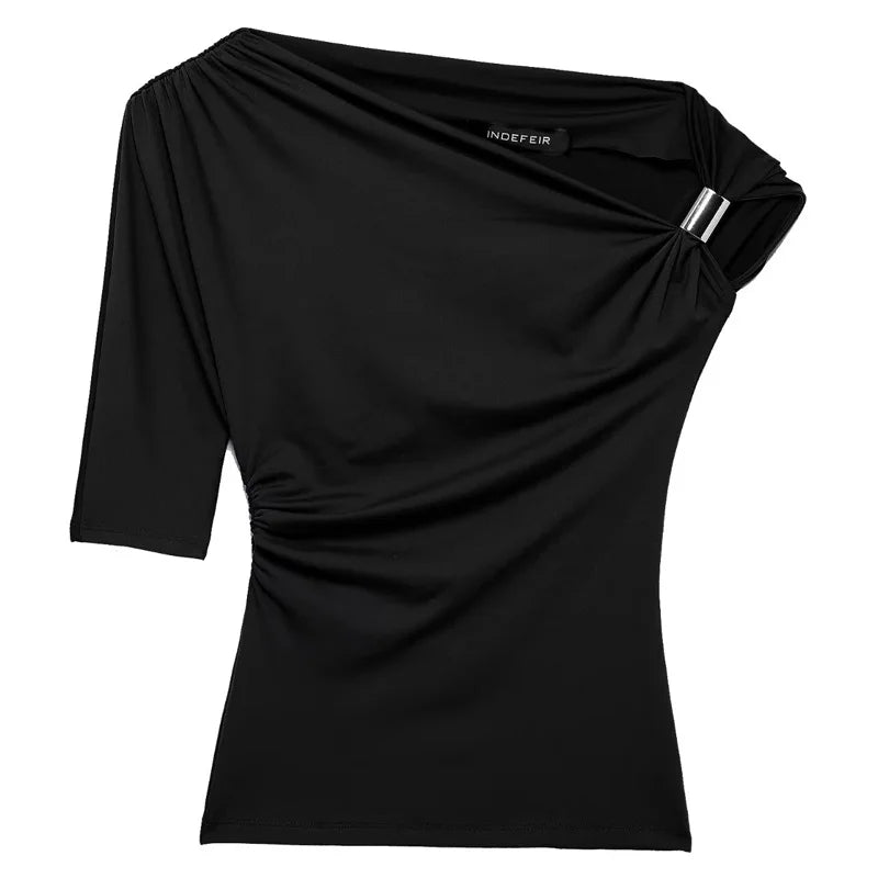 TRAF Asymmetrical Top Women Sexy Tanks & Camis Summer 2025 Yellow Black Tank Top Solid Tight Casual Tops Streetwear Y2k T-Shirt