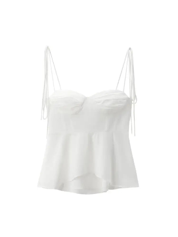 TRZA-Asymmetric Bustier Tops for Women, Sweetheart Neck, Tied Thin Straps, Side Zipper, Female Camis, Sexy Fashion
