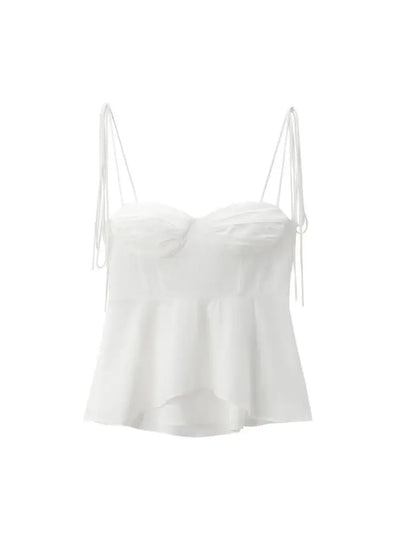 TRZA-Asymmetric Bustier Tops for Women, Sweetheart Neck, Tied Thin Straps, Side Zipper, Female Camis, Sexy Fashion