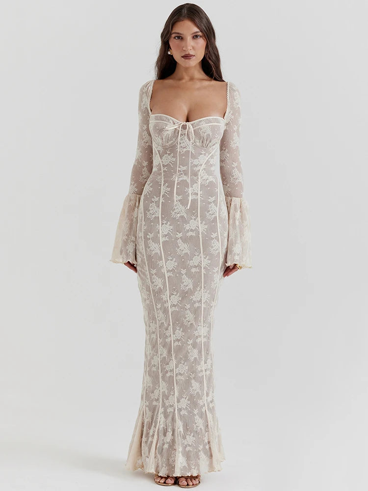 Veraní Wear Elegant Dress Square Collar Flair Sleeve