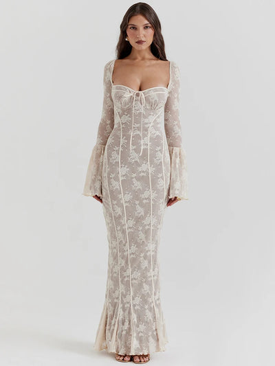 Veraní Wear Elegant Dress Square Collar Flair Sleeve