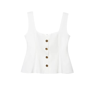 TRAF 2025 Women Fashion Short Skirt Hem Elastic Vest Top Casual Slim Sleeveless O Neck Halter Camis