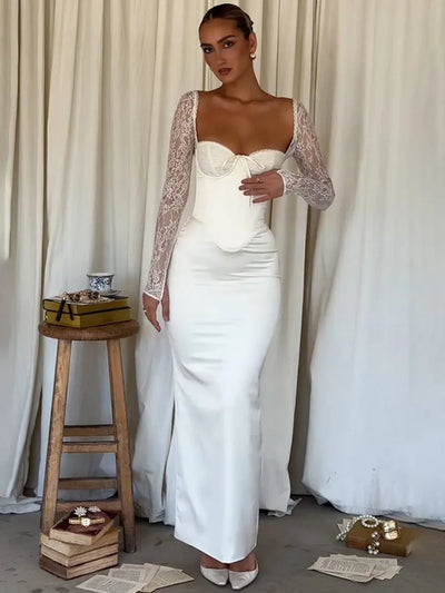 Veraní Wear Elegant Dress White Square Collar