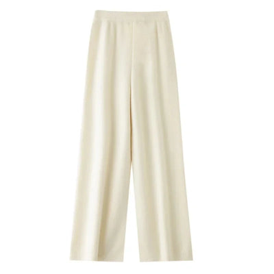Modieuze casual wollen wijde pijpen broek elegante dame losse pasvorm normale stijl elastische taille herfstseizoen lange damesbroek