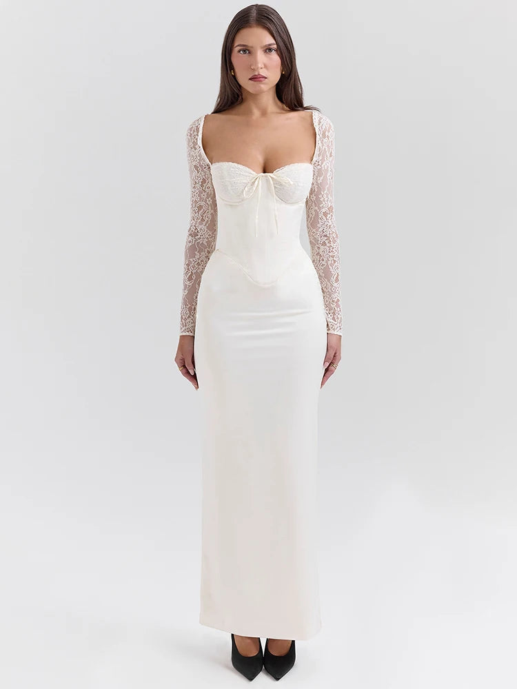 Veraní Wear Elegant Dress White Square Collar