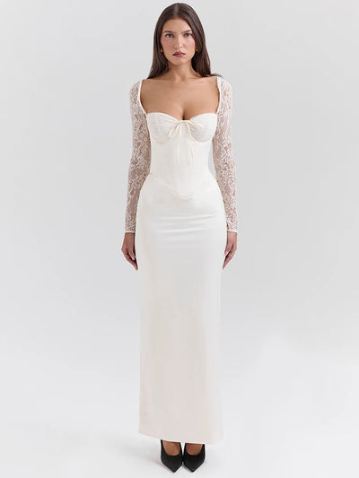 Veraní Wear Elegant Dress White Square Collar