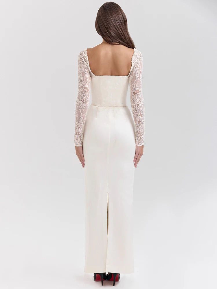 Veraní Wear Elegant Dress White Square Collar