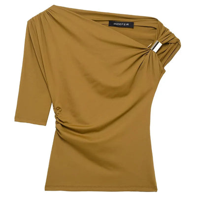 TRAF Asymmetrical Top Women Sexy Tanks & Camis Summer 2025 Yellow Black Tank Top Solid Tight Casual Tops Streetwear Y2k T-Shirt