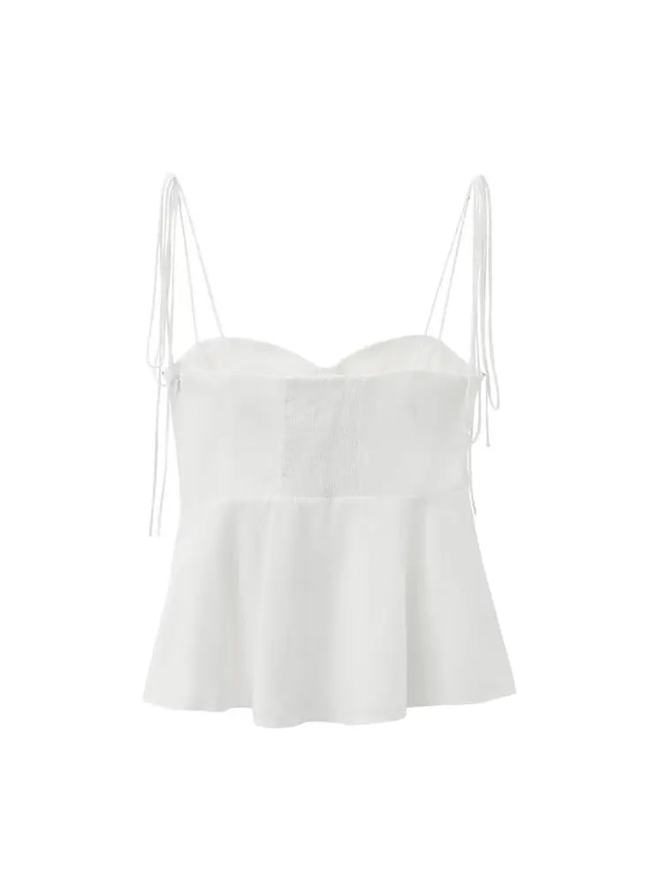 TRZA-Asymmetric Bustier Tops for Women, Sweetheart Neck, Tied Thin Straps, Side Zipper, Female Camis, Sexy Fashion