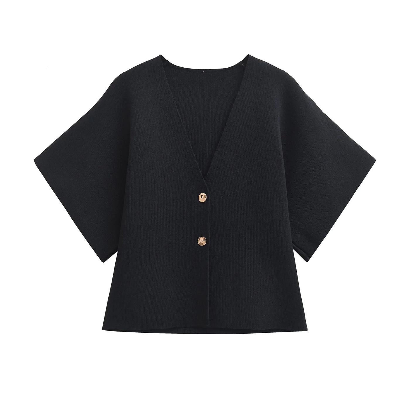 2024 European and American style autumn new women's fashion simple style casual plain needle short sleeve V neck knitted top
