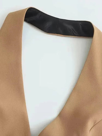 TRZA-Front Button Halter Neck Waistcoat For Women, Backless Sleeveless Vest, Female Outerwear, Chic Tops, Fashion