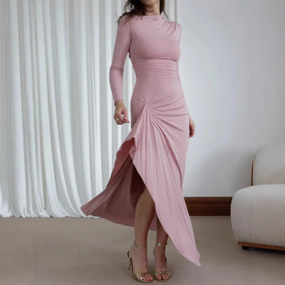 Elegante witte ruches jurken dames lange mouwen bochtige split avond luxe feestjurk winteravond zwarte jurken rode prom gewaad