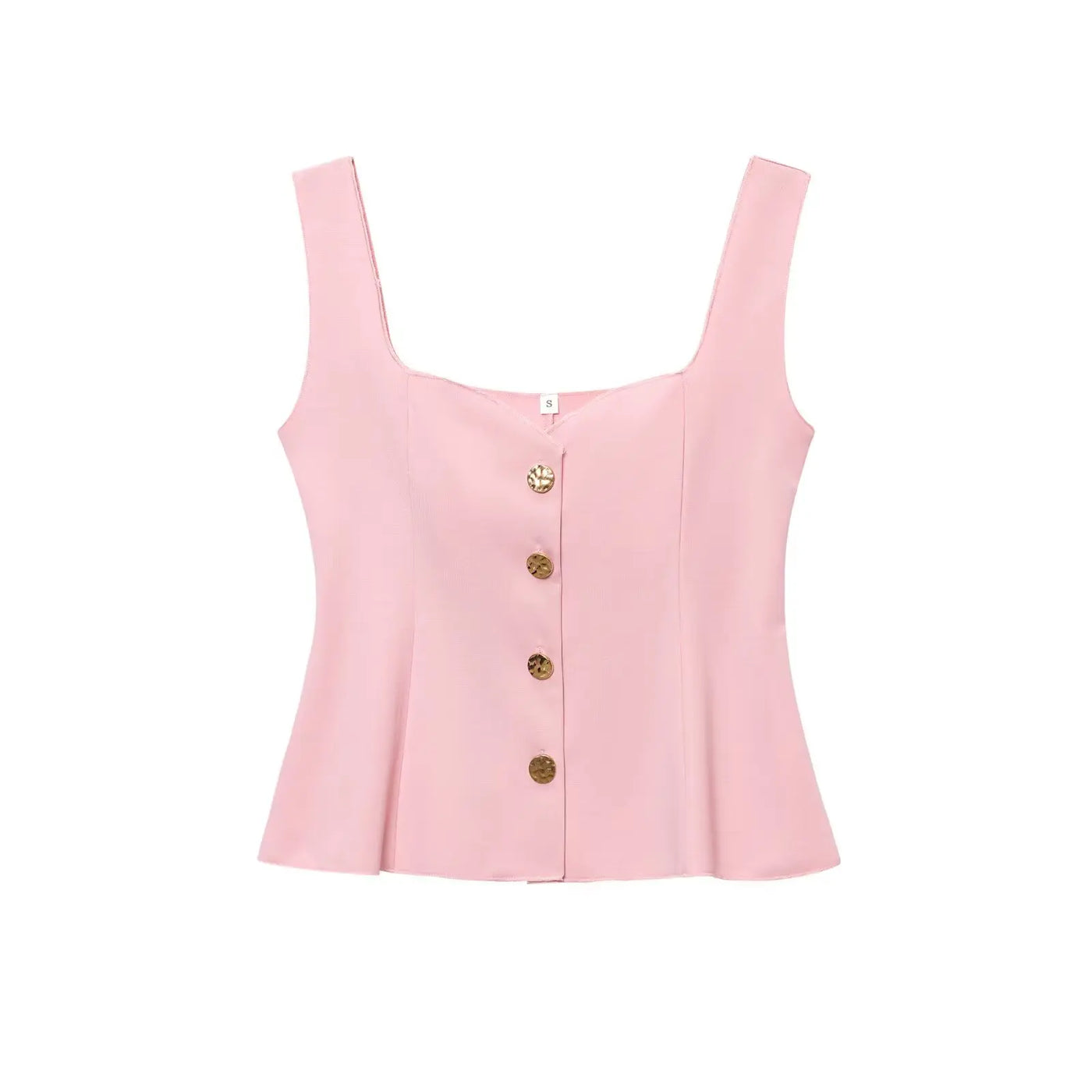 TRAF 2025 Women Fashion Short Skirt Hem Elastic Vest Top Casual Slim Sleeveless O Neck Halter Camis