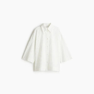 Elegant Shirt Skirt Set Women Lapel Long Sleeve Loose T-shirt High Waist Pleated Long Skirts Suits 2025 Summer Street Lady Sets