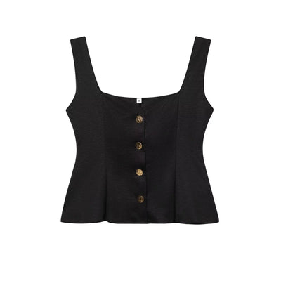 TRAF 2025 Women Fashion Short Skirt Hem Elastic Vest Top Casual Slim Sleeveless O Neck Halter Camis