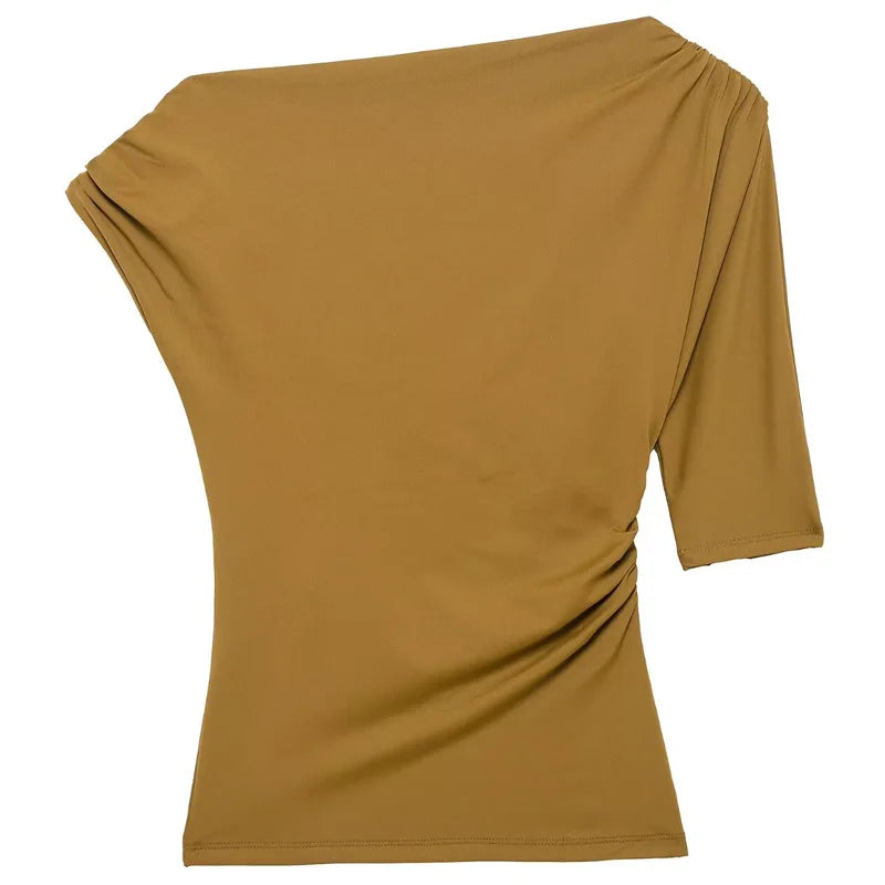 TRAF Asymmetrical Top Women Sexy Tanks & Camis Summer 2025 Yellow Black Tank Top Solid Tight Casual Tops Streetwear Y2k T-Shirt