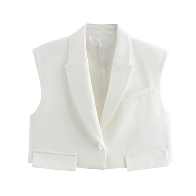 Casual tanktopbroeksets Dames Mouwloos revers Button Up Vest Wijde pijpen Broek Past 2025, Lentevakantie All-match outfits