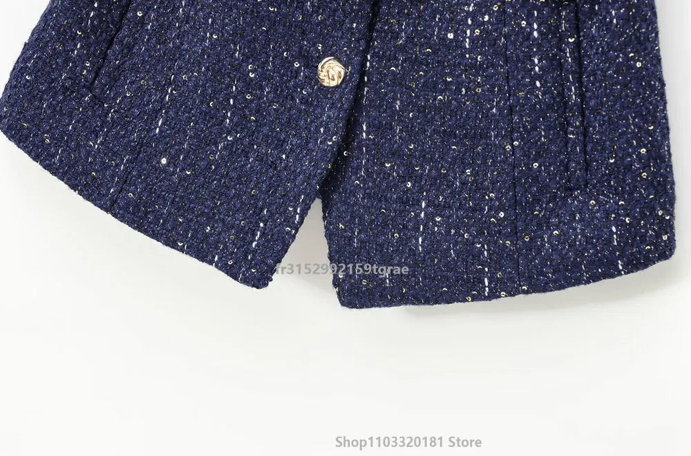 Women's Tweed Waistcoat with Belt, O Neck, Sleeveless, Front Button, Female Outerwear, Chic Tops, Fashion