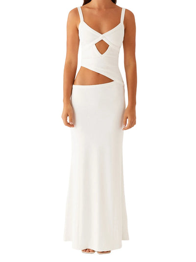 Vrouwen onderjurk zomer elegante mouwloze v-hals backless uitgehold bodycon lange jurken maxi voor party cocktail prom club