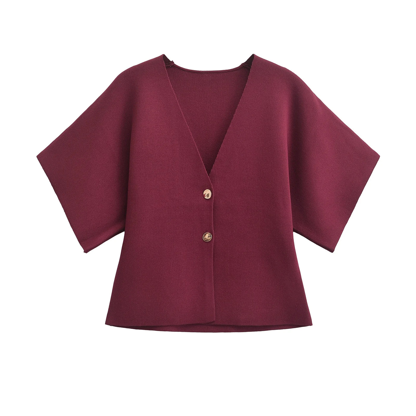 2024 European and American style autumn new women's fashion simple style casual plain needle short sleeve V neck knitted top