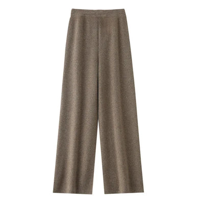 Modieuze casual wollen wijde pijpen broek elegante dame losse pasvorm normale stijl elastische taille herfstseizoen lange damesbroek