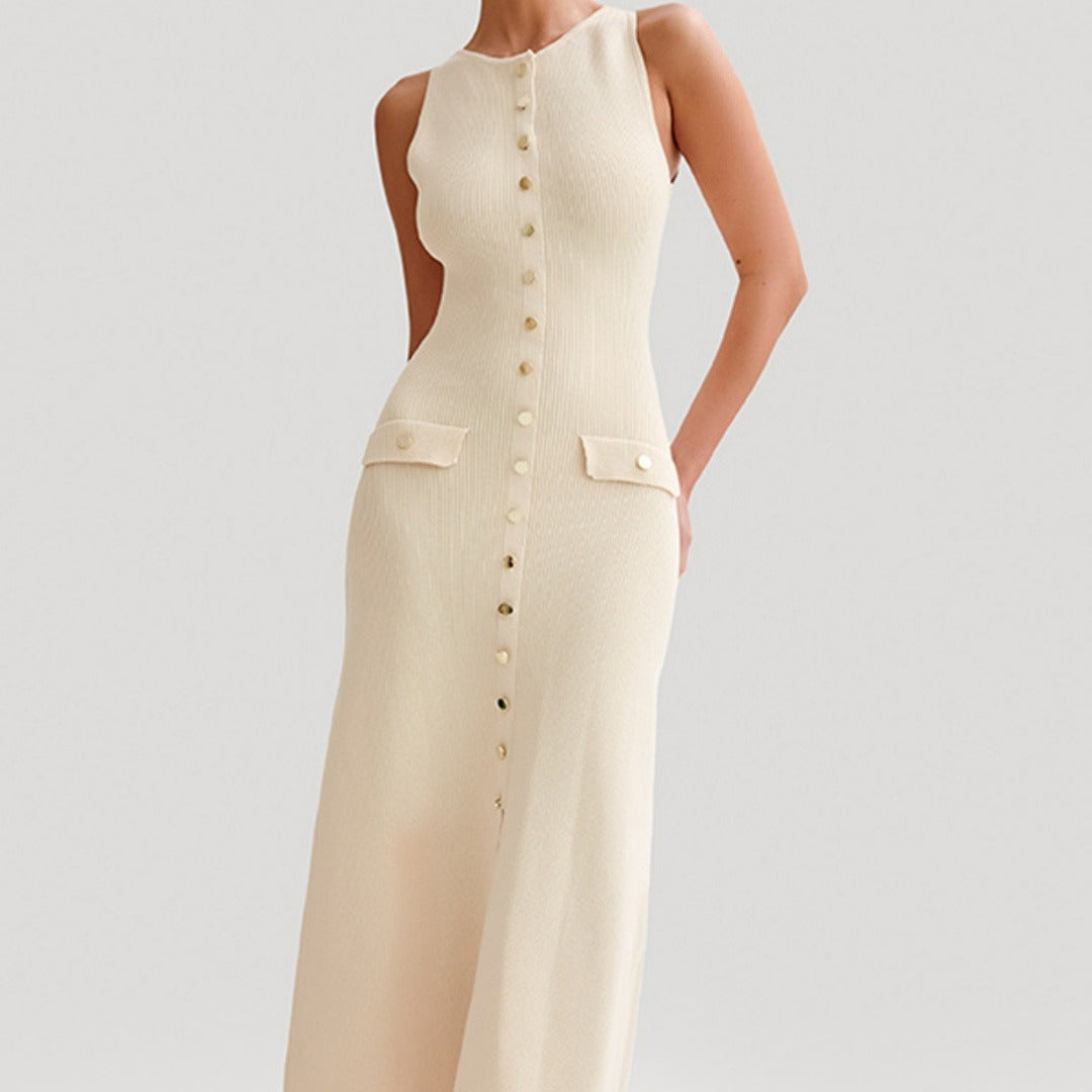 Lange mouwloze damesjurk - Élodie